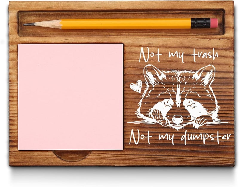 akeke Not My Trash Not My Dumpster Sticky Notes Holder, Raccoon Gifts for Women, Funny Mental Health Gifts, Raccoon Lover Humor Self-Stick Note Pad Holders GAA67 - Image 1